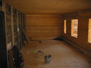 Inside view of the addition's completed walls, floors and ceiling.  